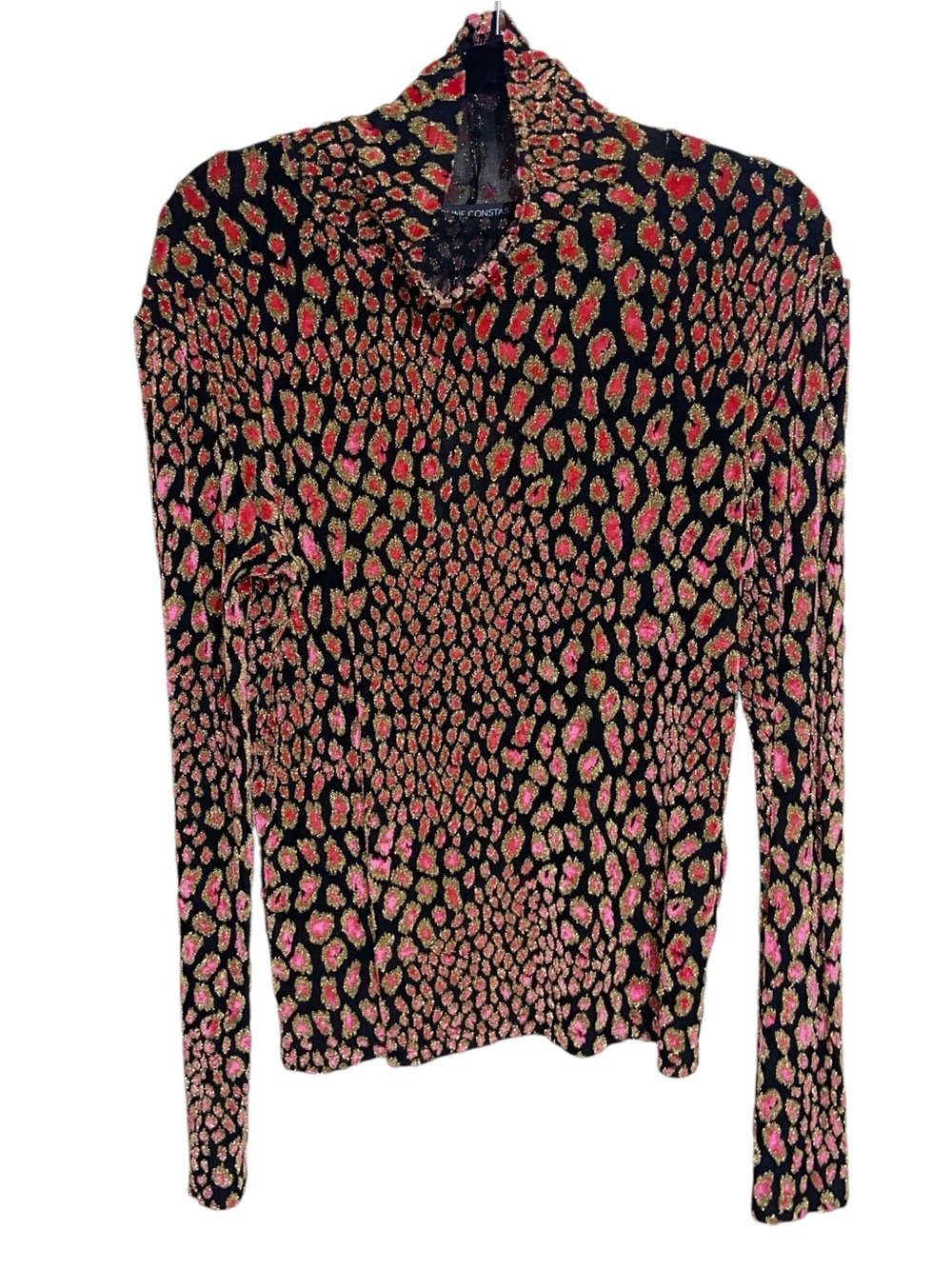 Caroline Constas Top Large Velvet Burnout Turtleneck Delphine Whimsigoth Leopard